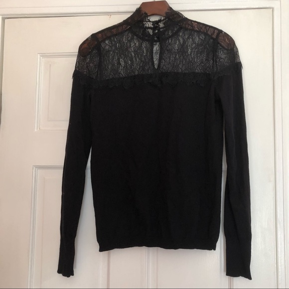 Jennifer Lopez Black Lace, High Neck, Sweater, Size S - Picture 2 of 8